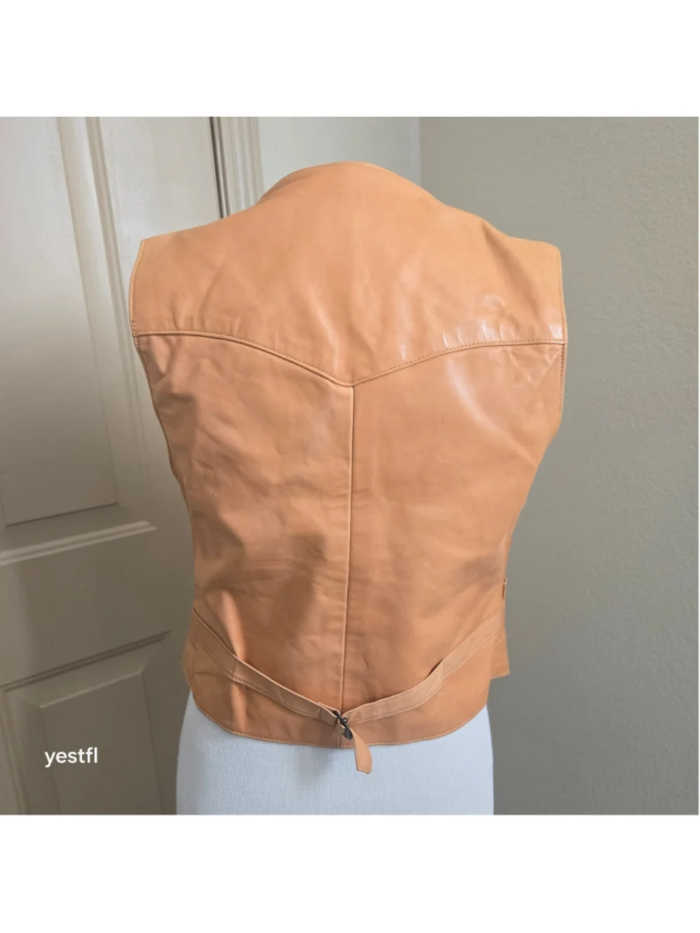 Vintage Ralph Lauren Western Wear Lambskin Leather Vest in Terracotta Brown M
